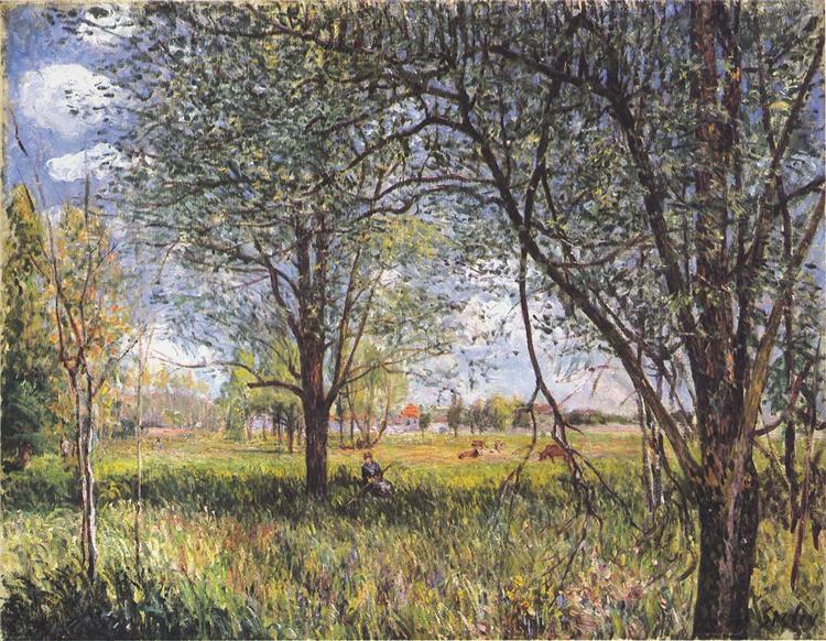 Willows in a field afternoon - Alfred Sisley