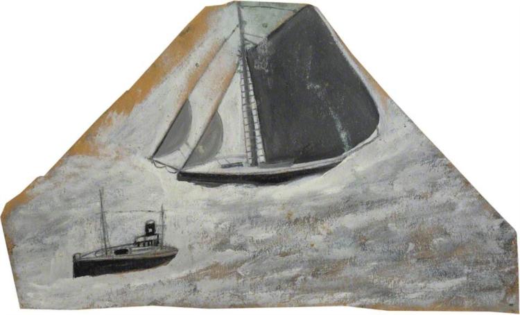 Grey Sailing Ship and Small Boat, 1938 - Alfred Wallis