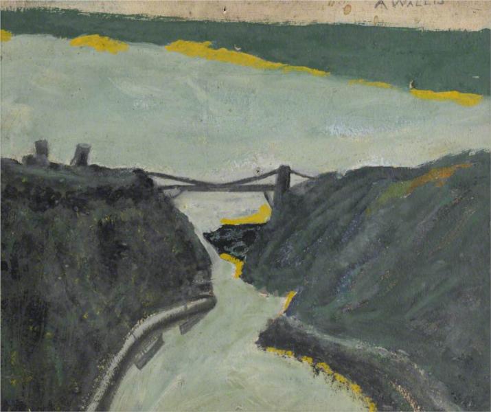 Ravine with Estuary (Bristol Channel and Suspension Bridge), 1938 - Alfred Wallis