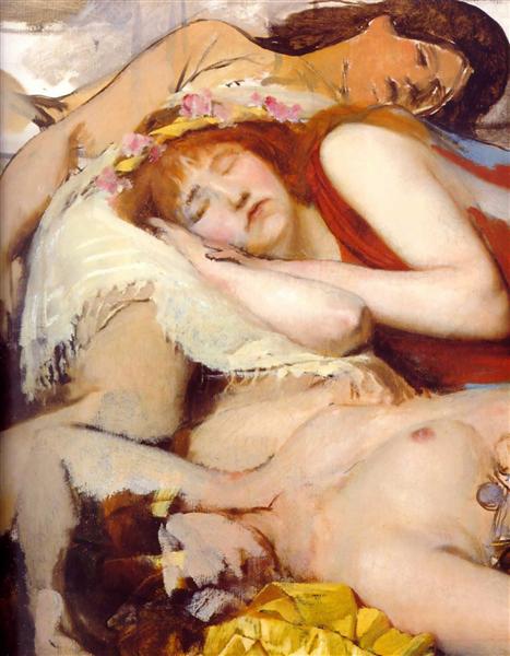 Exhausted Maenides after the Dance, c.1873 - 1874 - Sir Lawrence Alma-Tadema