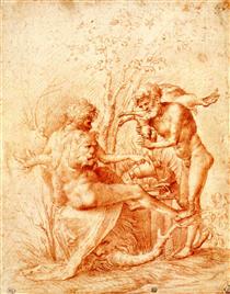 Molorchos making a sacrifice to Hercules - Andrea Mantegna