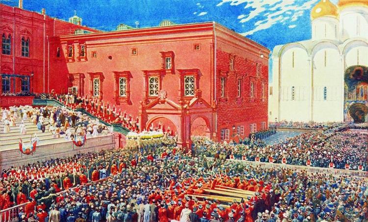 A bow with a red porch. Illustration for the coronation album - Andrei Ryabushkin