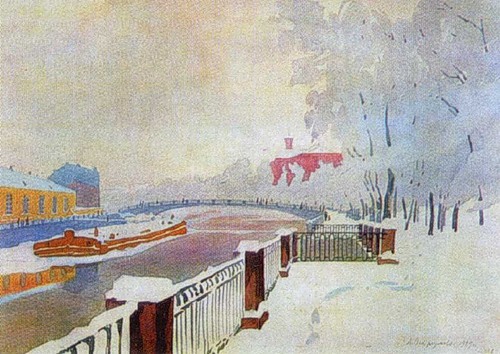 Leningrad. Fontanka and the Summer Garden in frost., 1929 - Anna Ostroumova-Lebedeva