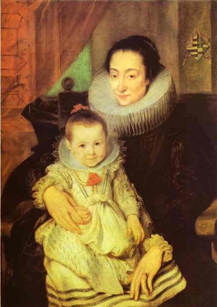 Marie Clarisse, Wife of Jan Woverius, with Their Child - Антоніс ван Дейк