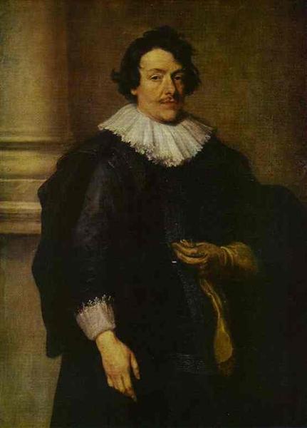 Portrait of a Gentleman Dressed in Black, in Front of a Pillar, c.1630 - Antoon van Dyck