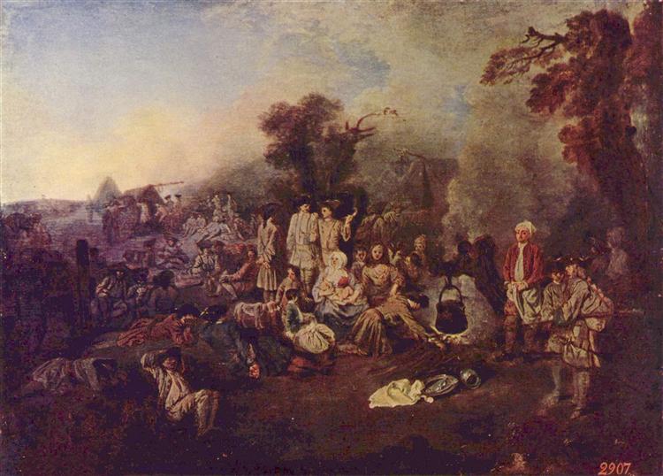 The Camp - Antoine Watteau