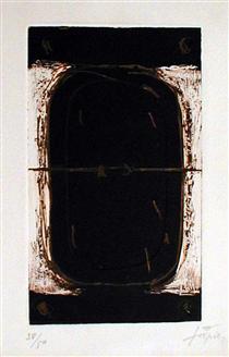 Etching in Brown and Burnt-Sienna - Antoni Tàpies