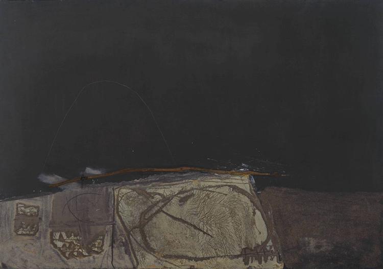Grey and Green Painting, 1957 - Antoni Tapies