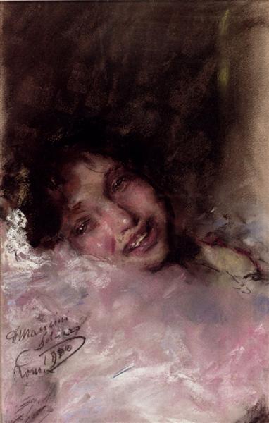 A young girl smiling, 1900 - Антоніо Манчіні