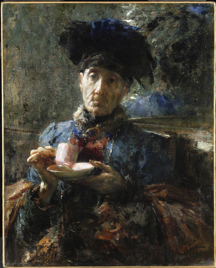 Old woman drinking tea, 1907 - Антоніо Манчіні