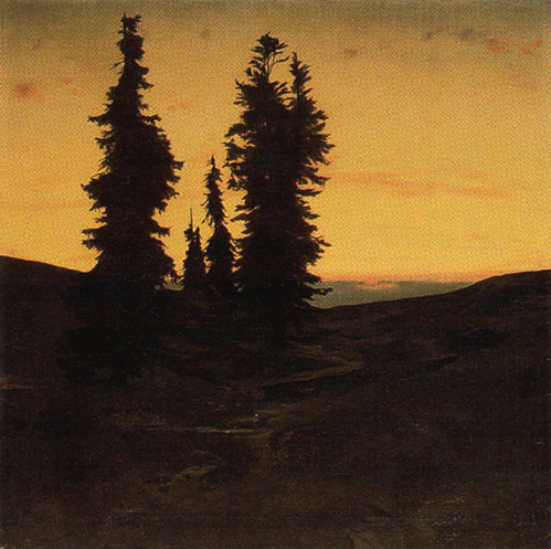 Fir trees at sunset - Арнольд Бёклин