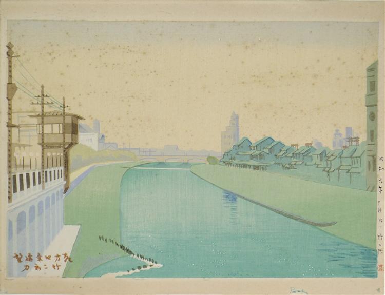 Distant View of Shijo in the Early Morning, 1931 - Асано Такеджи