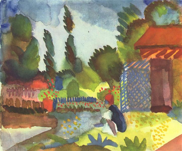 Tunis landscape with a sedentary Arabs, 1914 - August Macke