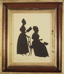 Cut Silhouette of Two Women Facing Right - Auguste Edouart
