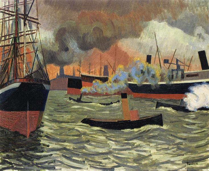 Hamburgs port, 1907 - Огюст Ербен