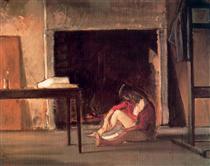 Chassy by the fireplace at workshop - Balthus