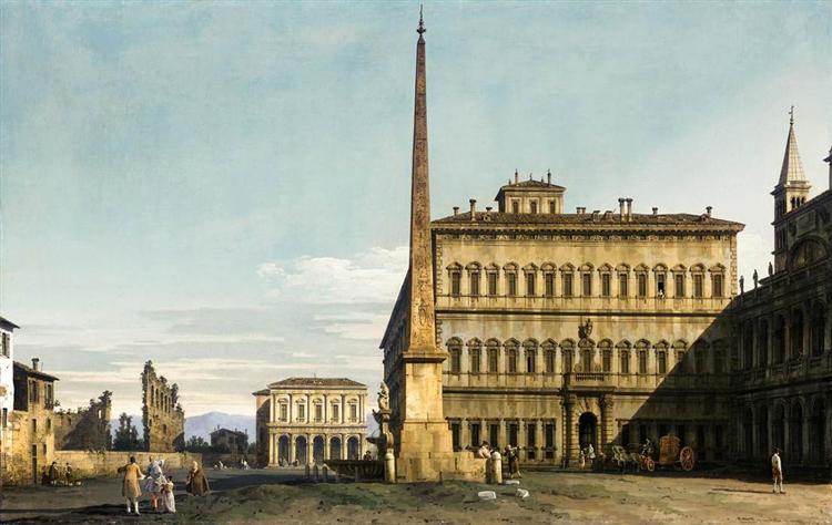 Rome: View of the Piazza di San Giovanni in Laterano, c.1744 - Бернардо Беллотто