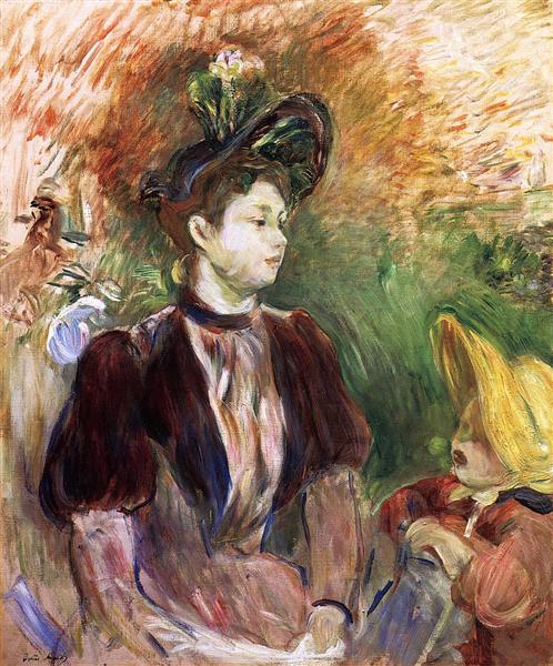 Young Woman and Child, Avenue du Bois, 1876 - Berthe Morisot