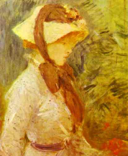 Young Woman with a Straw Hat, 1884 - Берта Моризо