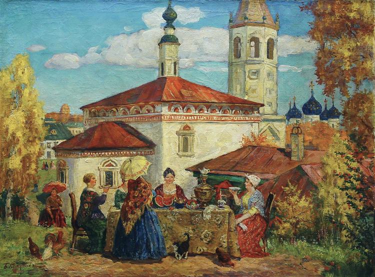 At the Old Suzdal - Borís Kustódiev