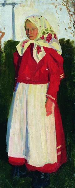 Dunya in red, 1903 - 1905 - Boris Michailowitsch Kustodijew