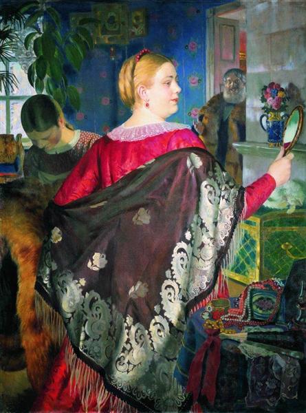 Merchant's Woman with a Mirror, 1920 - Boris Koustodiev
