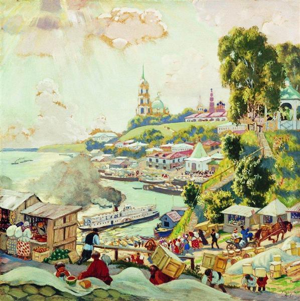 On the Volga, 1910 - Boris Michailowitsch Kustodijew