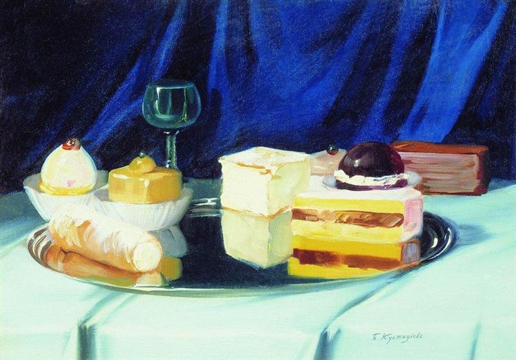 Sweets. Still life - Boris Michailowitsch Kustodijew