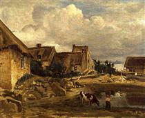 A Farmyard near Fontainebleau - Jean-Baptiste Camille Corot