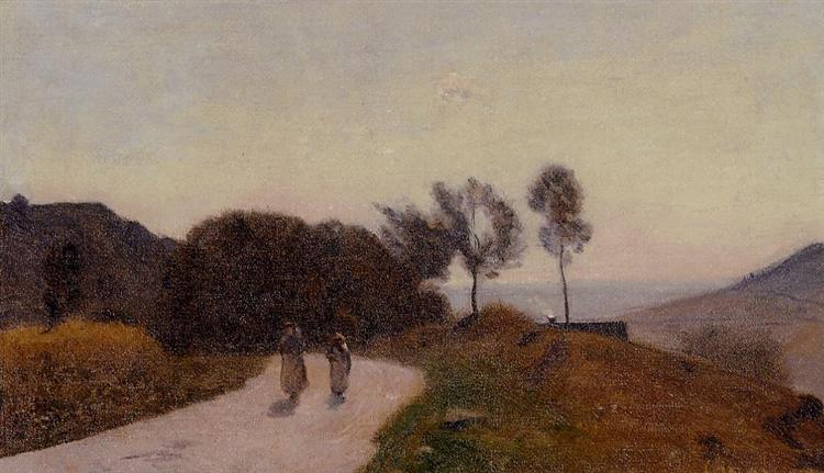 Дорога в деревне, близ озера Леман, 1845 - 1855 - Камиль Коро