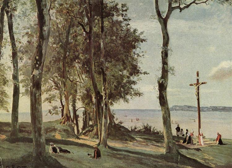 Онфлер. Распятие в Кот-де-Грас, c.1830 - Камиль Коро