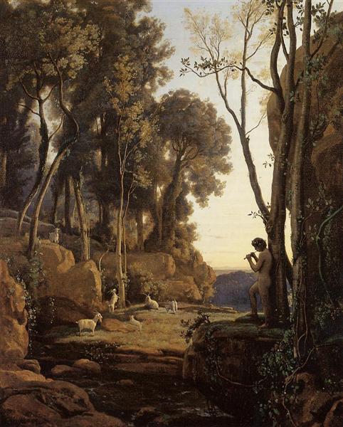 Landscape, Setting Sun (The Little Shepherd), 1840 - Каміль Коро