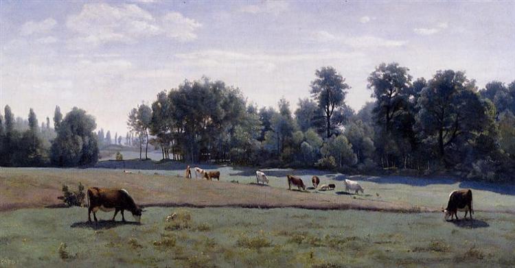 Marcoussis Cows Grazing, 1845 - 1850 - Jean-Baptiste Camille Corot