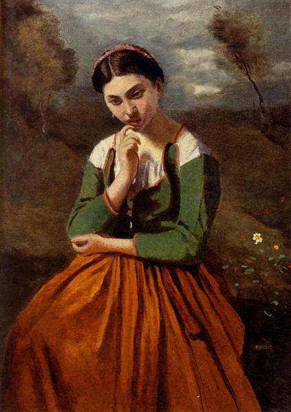 Meditation, c.1840 - c.1845 - Jean-Baptiste Camille Corot
