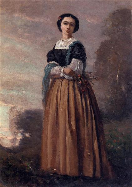 Портрет стоящей женщины, c.1840 - c.1850 - Камиль Коро