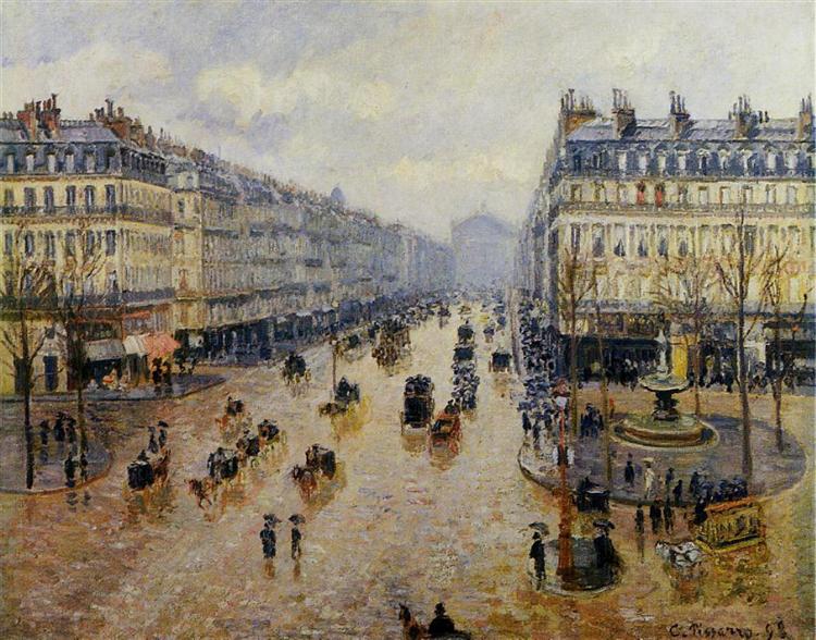 Avenue de l'Opera Rain Effect, 1898 - Каміль Піссарро