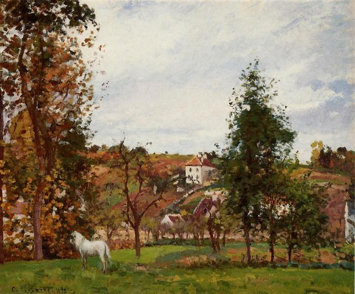 Landscape with a White Horse in a Meadow, L'Hermitage - Камиль Писсарро