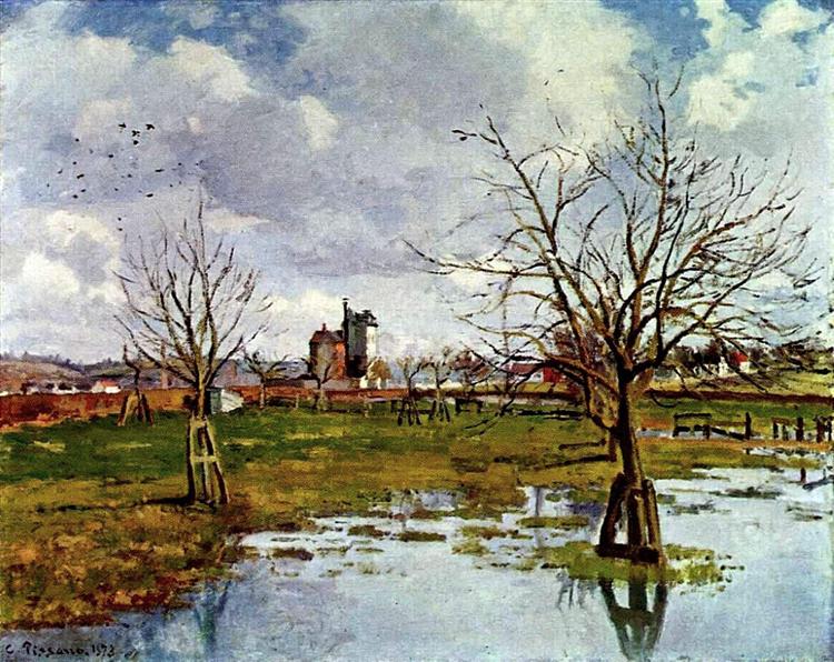 Landscape with Flooded Fields, 1873 - Камиль Писсарро