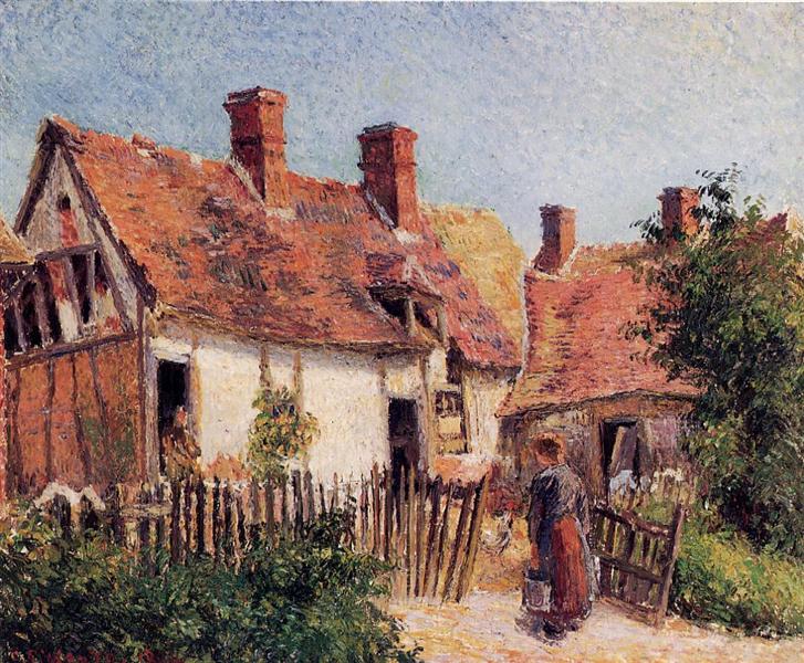 Old Houses at Eragny, 1884 - Камиль Писсарро
