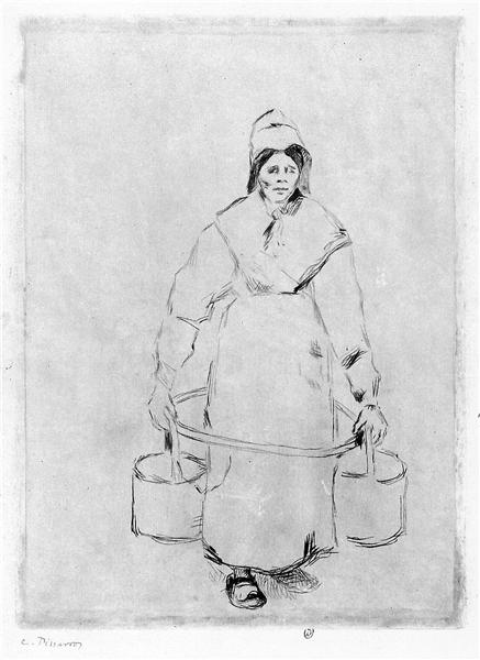 Peasant woman at the well - Камиль Писсарро