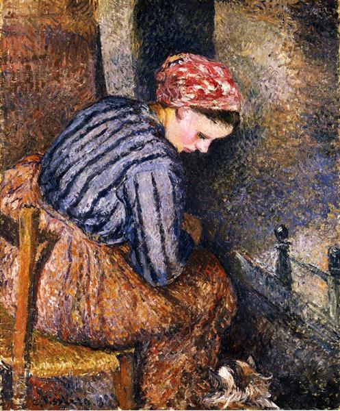 Peasant Woman Warming Herself, 1883 - Каміль Піссарро