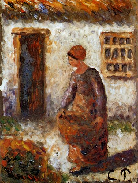 Peasant woman with basket - Каміль Піссарро