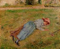 Im Gras liegendes Mädchen - Camille Pissarro