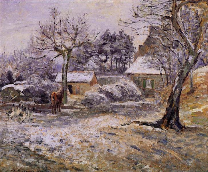 Snow at Montfoucault, 1874 - Camille Pissarro
