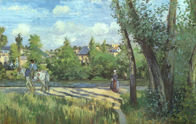 Sunlight on the Road Pontoise, 1874 - Камиль Писсарро