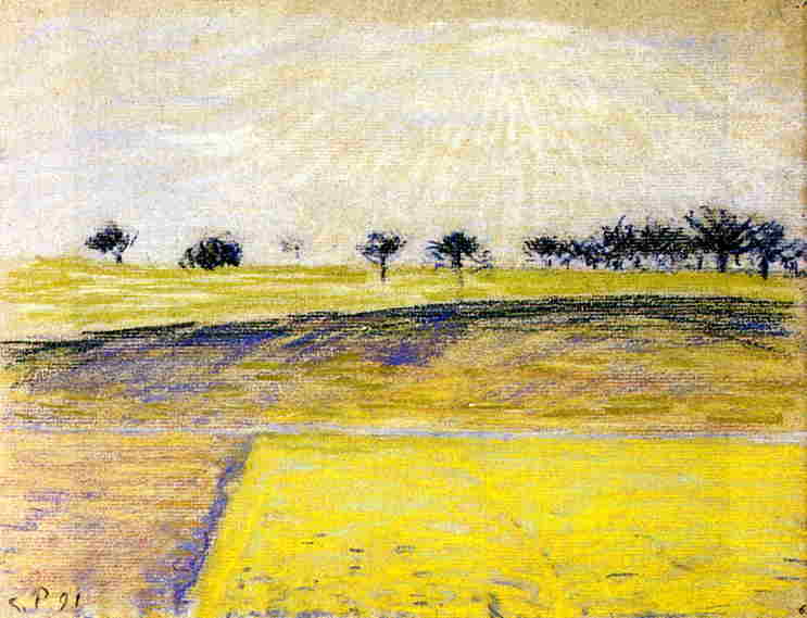 Sunrise over the Fields, Eragny, 1891 - Каміль Піссарро