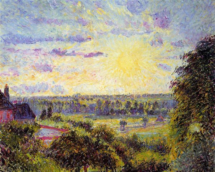 Sunset at Eragny - Camille Pissarro