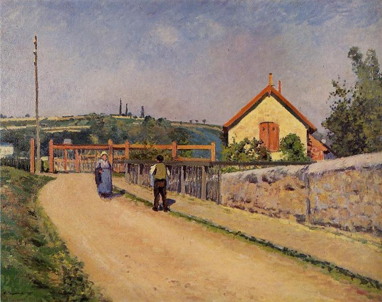The Railroad Crossing at Les Patis, 1873 - Каміль Піссарро