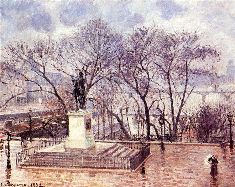 The Raised Terrace of the Pont Neuf, Place Henri IV, Afternoon, Rain, 1902 - Камиль Писсарро