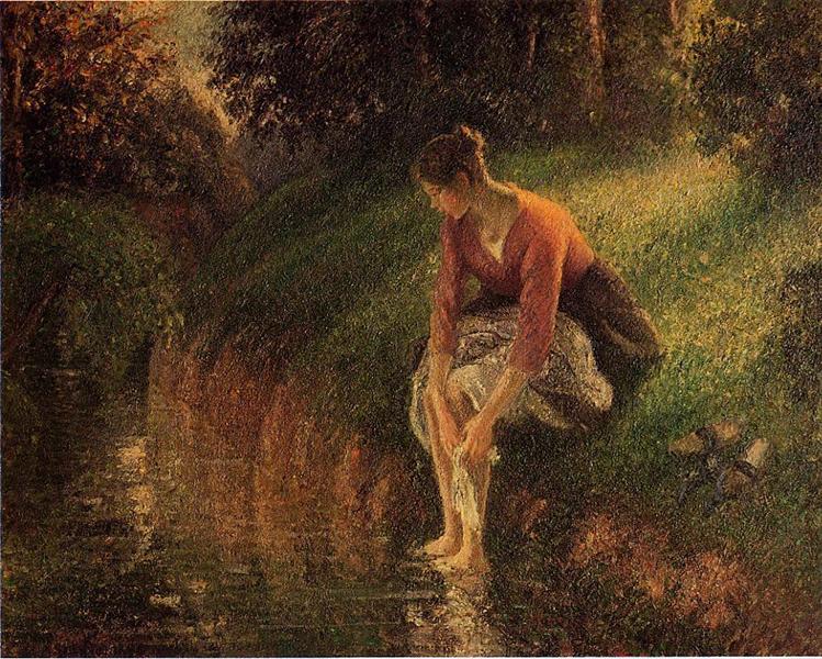 Young Woman Bathing Her Feet (also known as The Foot Bath), 1895 - Каміль Піссарро